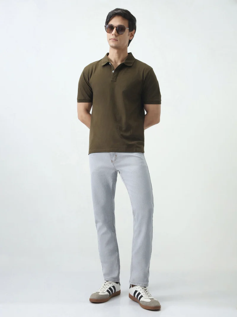 Urbano Fashion  Urbano Fashion Men's Ice Grey Slim Fit Washed Denim Jeans Stretchable for Men | Best Price UAE